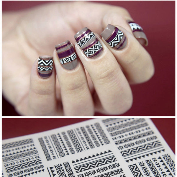 Aztec Nail Art Wraps Boho Water Decals Transfers Stickers Tribal Print Tattoos