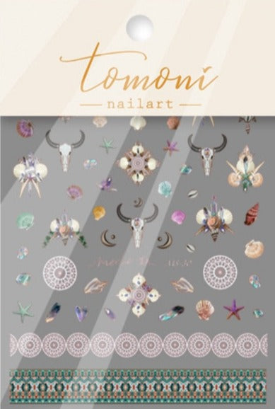 Longhorn Nail Decals 6 Different Styles Southwestern Buffalo Skull With White Henna Mandalas Sea Shells Crescent Moons Lace Boho Nail Stickers Bohemian Water Slide Decals Nail Art