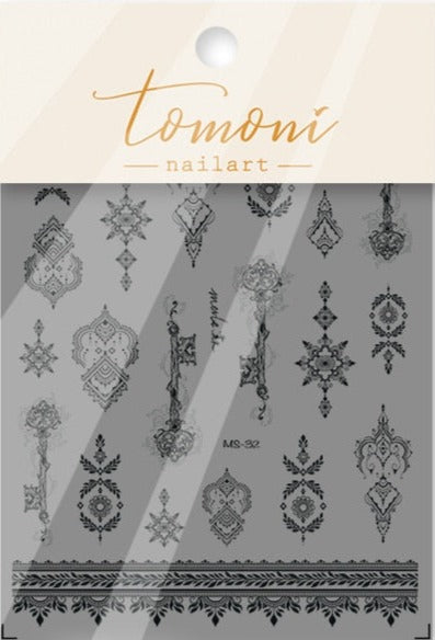 Longhorn Nail Decals 6 Different Styles Southwestern Buffalo Skull With White Henna Mandalas Sea Shells Crescent Moons Lace Boho Nail Stickers Bohemian Water Slide Decals Nail Art