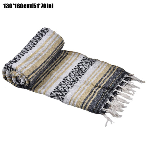 Mexican Blanket Falsa Yoga Mat Hand Woven Natural Beach Throw Outdoor Festival Picnic Blanket Camping Thick Soft Available In 3 Sizes Brown Tan Or Blue You Choose