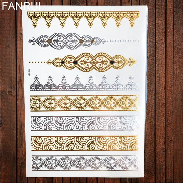 Gypsy Wanderer Gold & Silver Metallic Temporary Tattoos Live Love Wander Lotus Flowers Elephant Armbands Butterflies Feathers Hamsa Isis Ankh Arrows Dreamcatcher Sea Turtle So Many Designs To Choose From Flash Tattoos