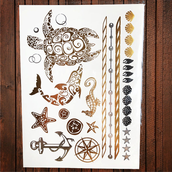 Gypsy Wanderer Gold & Silver Metallic Temporary Tattoos Live Love Wander Lotus Flowers Elephant Armbands Butterflies Feathers Hamsa Isis Ankh Arrows Dreamcatcher Sea Turtle So Many Designs To Choose From Flash Tattoos