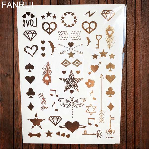 Gypsy Wanderer Gold & Silver Metallic Temporary Tattoos Live Love Wander Lotus Flowers Elephant Armbands Butterflies Feathers Hamsa Isis Ankh Arrows Dreamcatcher Sea Turtle So Many Designs To Choose From Flash Tattoos