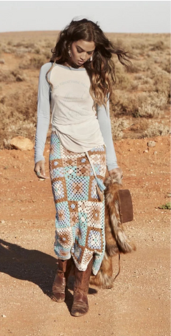 Spell And The Gypsy Carnaby Maxi Skirt Granny Squares Size S/M Blue Or Choose Free People Flook Maxi Skirt Granny Squares Size XS Green