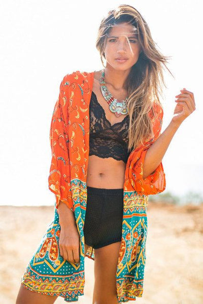 Orange Turquoise Kimono