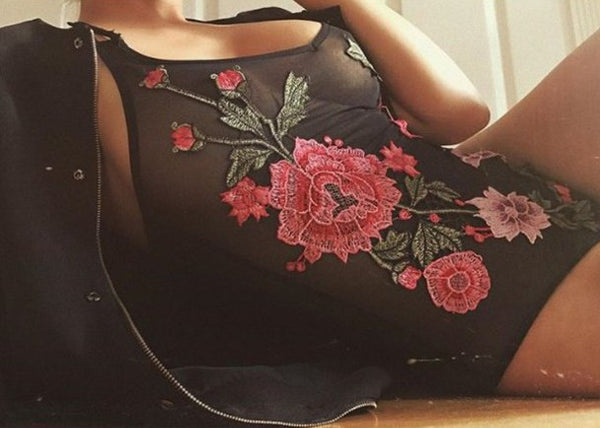 Black Bodysuit Roses