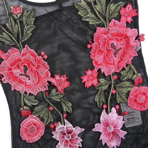 Mesh Bodysuit Flowers