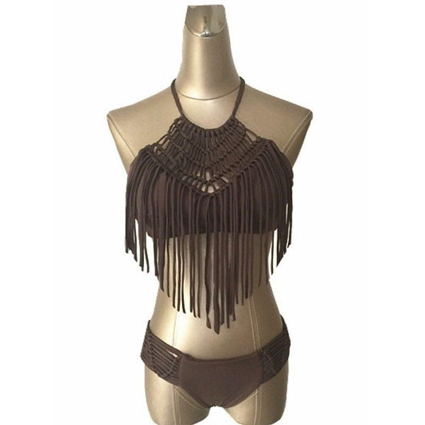 Brown Fringe Bikini