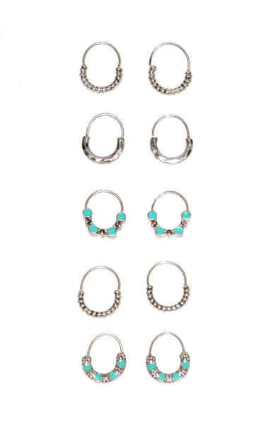 Silver Turquoise Hair Rings