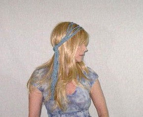 Braided Dreadlock Wrap Light Blue Handmade Crochet Hippie Headband Hair Band Groovy