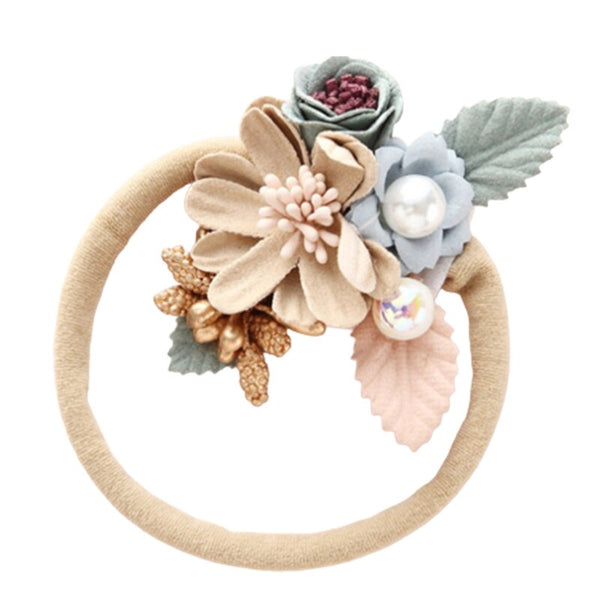 Flowers & Pearls Hair Tie