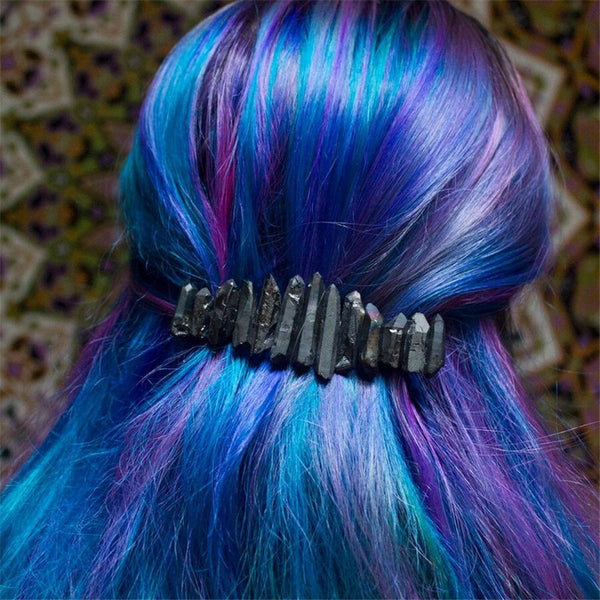 Black Natural Crystals Barette