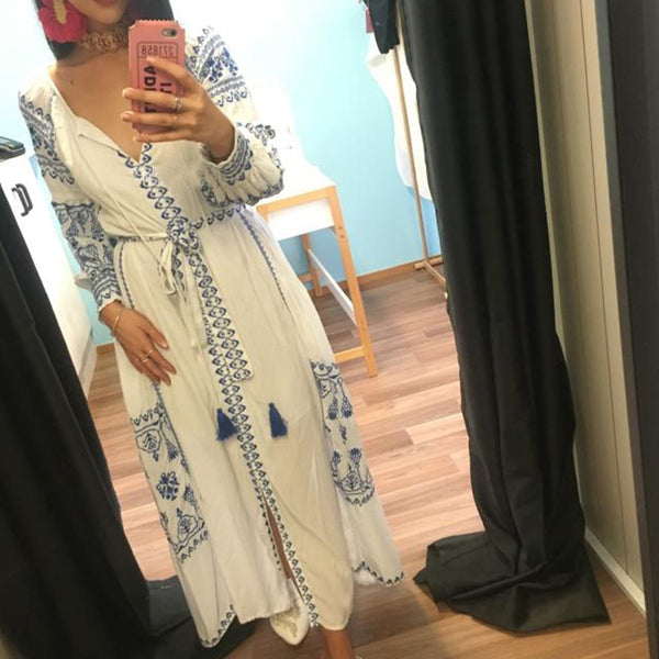 White Embroidered Maxi Dress