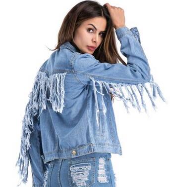 Fringe Sleeves Jean Jacket