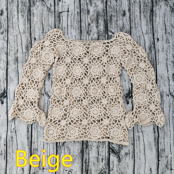 Beige Crochet Mini Dress