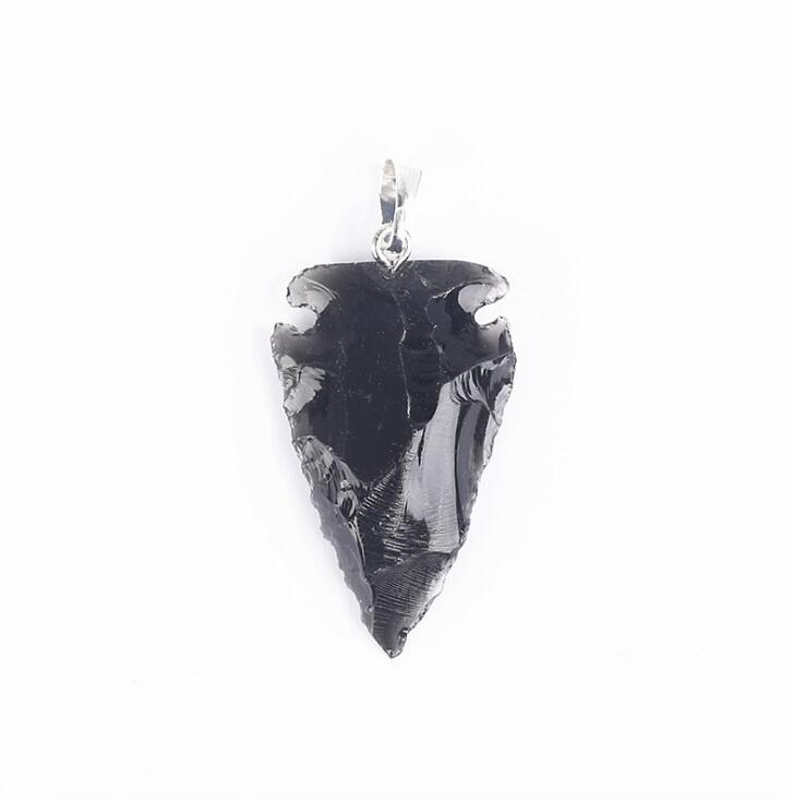 Men's Arrowhead Necklace Black Obsidian On Gold Chain Raw Natural Gem Stone No Two Are Alike Southwestern Western Native American Indian Jewelry