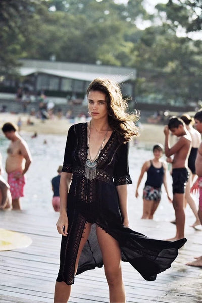 Black Bohemian Midi Dress
