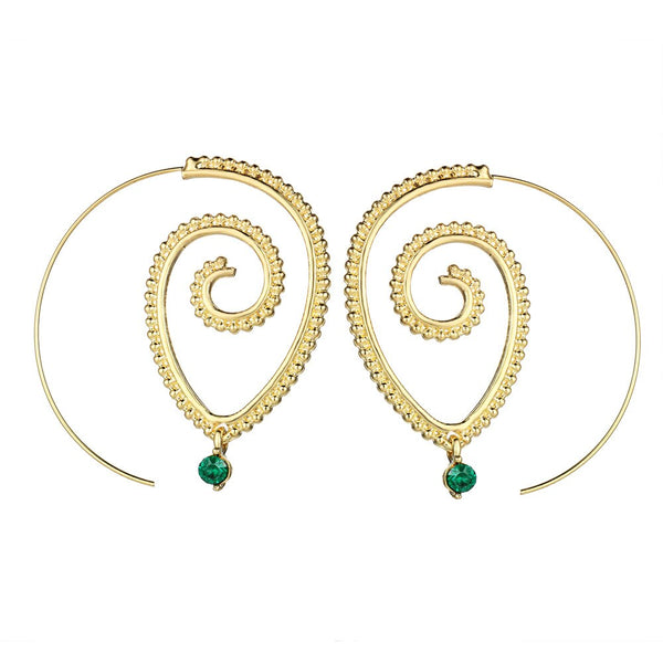 Spiral Earrings With Stone