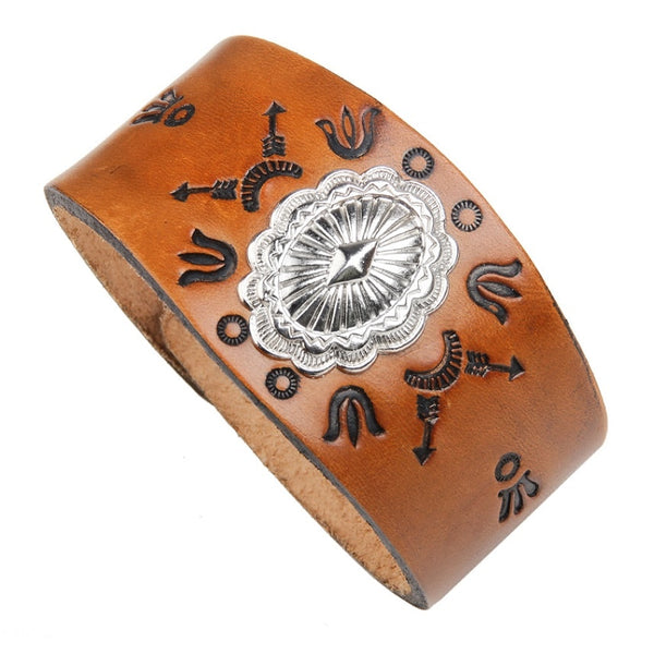 Mens Silver Concho Bracelet