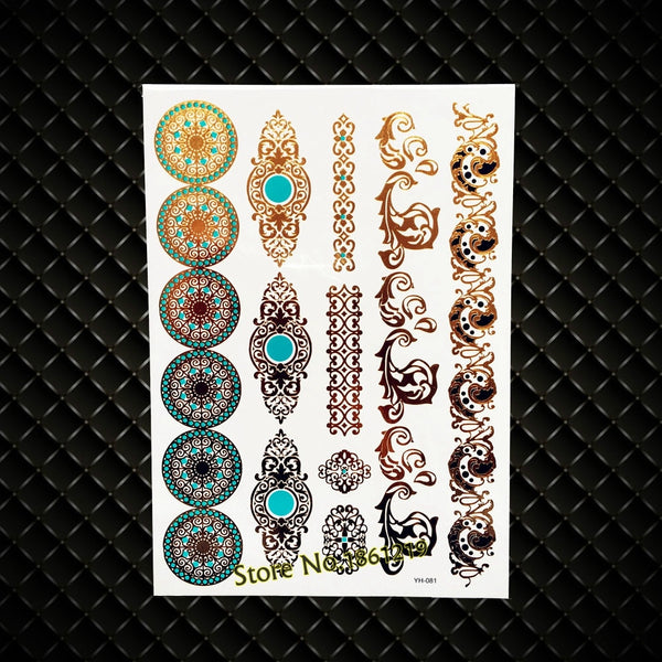 Mystic Tattoos Metallic Temporary Tats In Celestal Gold Silver And Turquoise Sun Moon And Stars Mystical Sun Worship New Age Twilight