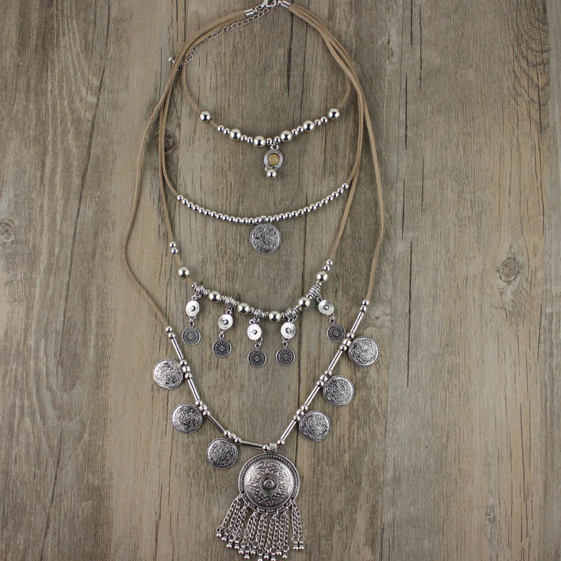 Multi Layer Coins Beads Necklace