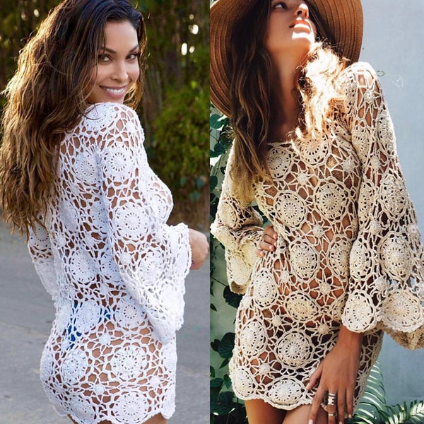 Bell Sleeve Crochet Dress