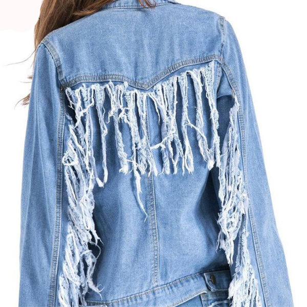 Ripped Fringe Jean Jacket