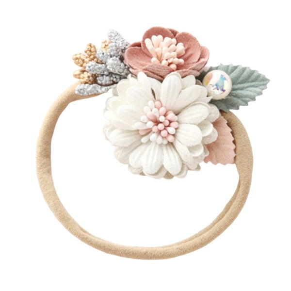 Pink & White Flowers Hair Tie