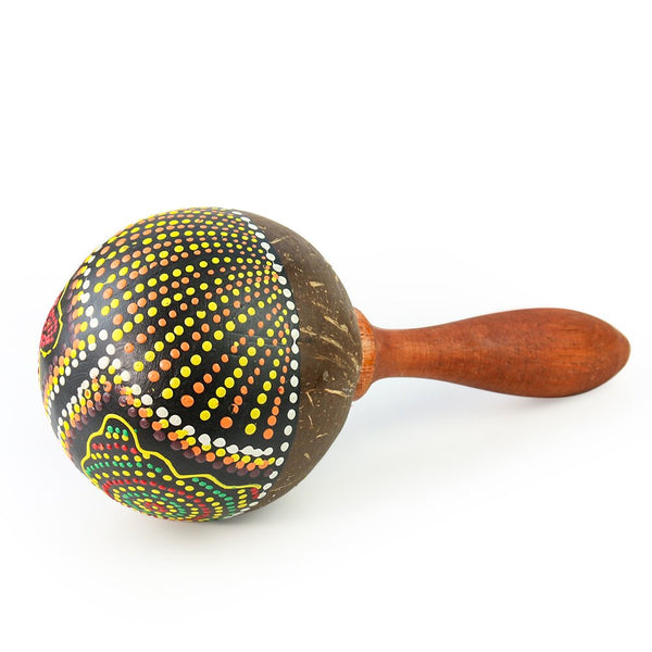 Handpainted Coconut Maracas Natural Wooden Sand Hammers Percussion Shaker Hand Held Rattle Musical Instrument Great For Outdoor Festivals And Fiestas
