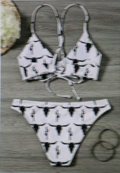 Black White Longhorn Bikini
