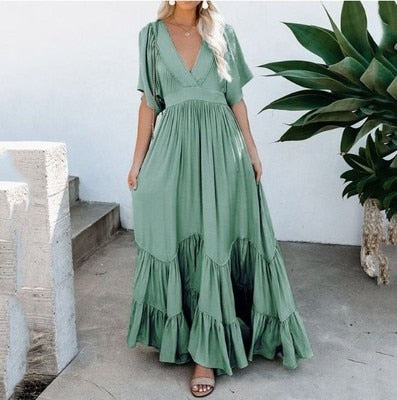 Green Bohemian Maxi Dress