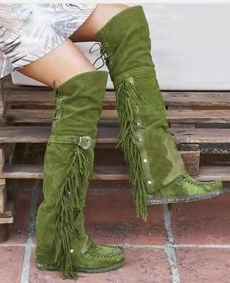 Green Knee High Moccasins