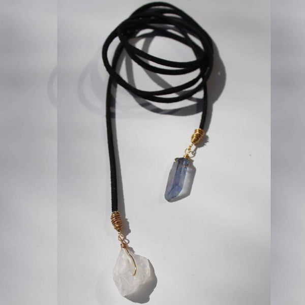 Smokey Crystal Lariat Necklace