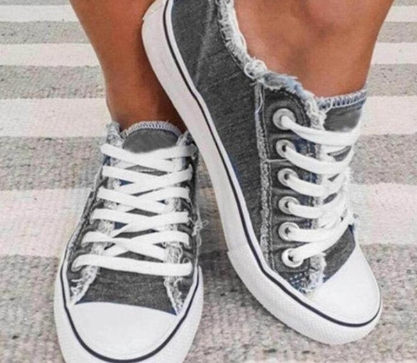 Gray Denim Tennis Shoes