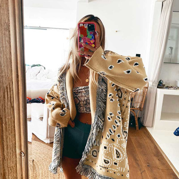 Tan Cardigan Belted