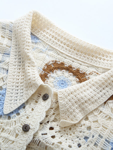 Beige Brown Blue Gtanny Square Top
