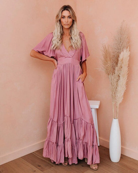 Pink Maternity Maxi Dress