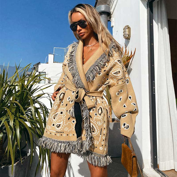 Cashmere Cardigan With Fringe