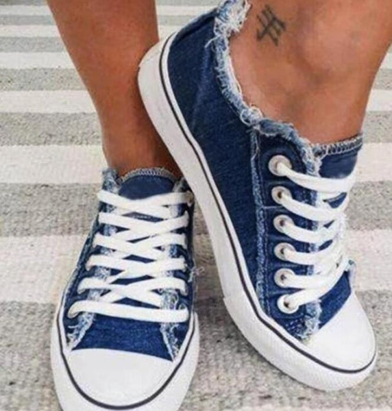 Frayed Jean Tennis Shoes