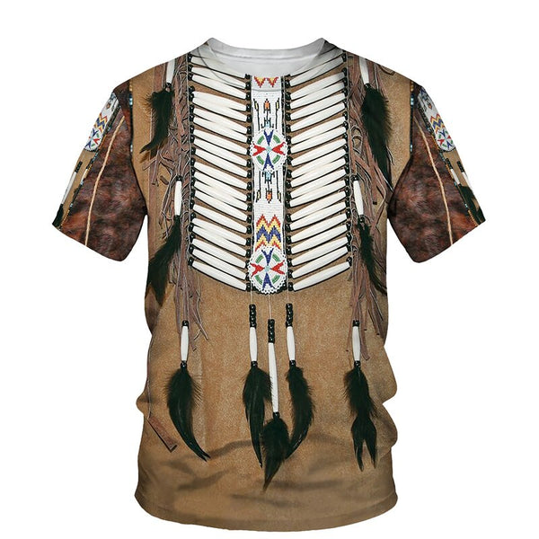 Men's Southwestern T Shirts 3D Print Illusion 9 Different Styles You Choose Feathers Fringe Hairpipe Beads Indian Chief Skull Owl Longhorn Buffalo Eagle Available In Sizes S M L XL 2X 3X 4X 5X 6X