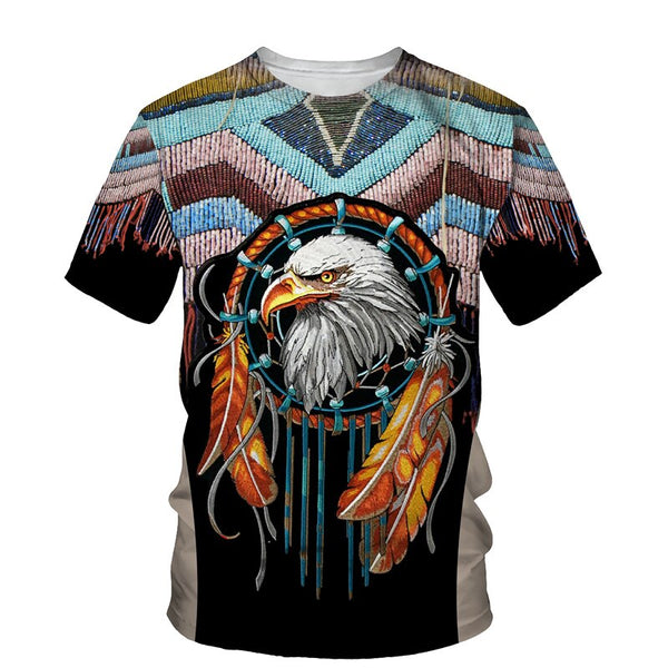 Men's Southwestern T Shirts 3D Print Illusion 9 Different Styles You Choose Feathers Fringe Hairpipe Beads Indian Chief Skull Owl Longhorn Buffalo Eagle Available In Sizes S M L XL 2X 3X 4X 5X 6X