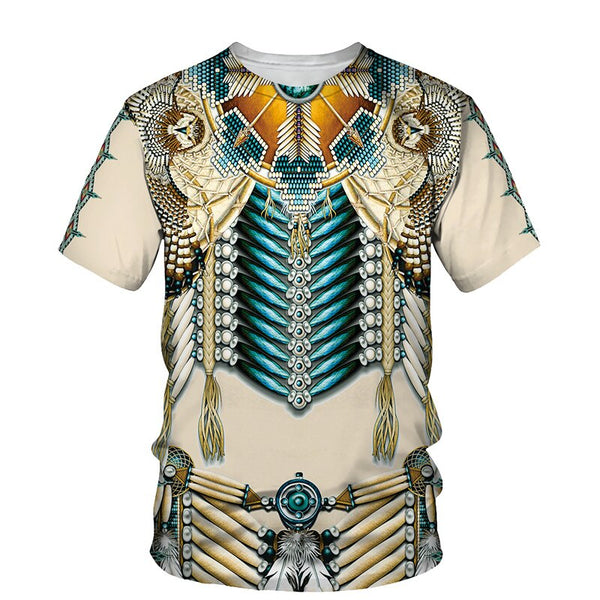 Men's Southwestern T Shirts 3D Print Illusion 9 Different Styles You Choose Feathers Fringe Hairpipe Beads Indian Chief Skull Owl Longhorn Buffalo Eagle Available In Sizes S M L XL 2X 3X 4X 5X 6X