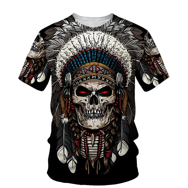 Men's Southwestern T Shirts 3D Print Illusion 9 Different Styles You Choose Feathers Fringe Hairpipe Beads Indian Chief Skull Owl Longhorn Buffalo Eagle Available In Sizes S M L XL 2X 3X 4X 5X 6X