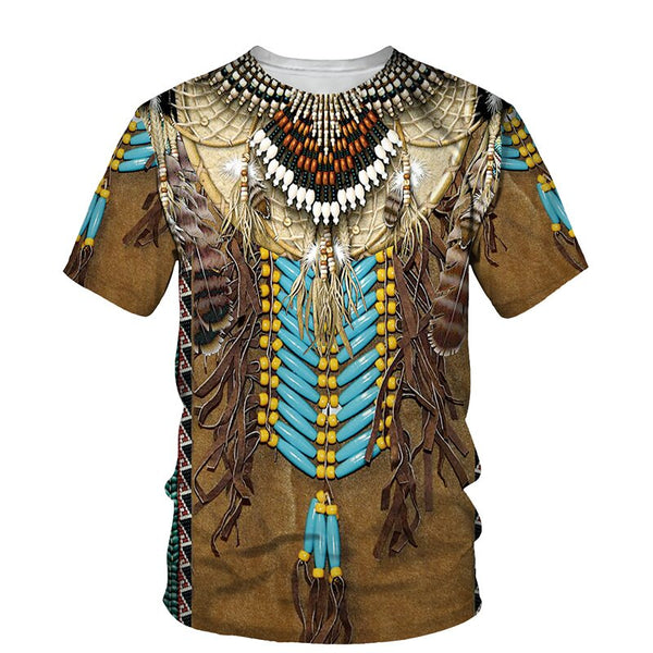 Men's Southwestern T Shirts 3D Print Illusion 9 Different Styles You Choose Feathers Fringe Hairpipe Beads Indian Chief Skull Owl Longhorn Buffalo Eagle Available In Sizes S M L XL 2X 3X 4X 5X 6X