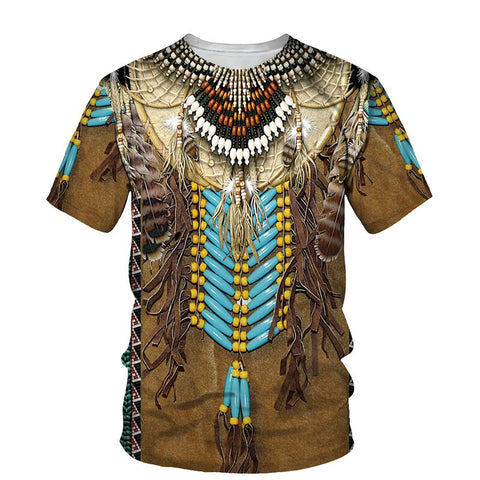 Men's Southwestern T Shirts 3D Print Illusion 9 Different Styles You Choose Feathers Fringe Hairpipe Beads Indian Chief Skull Owl Longhorn Buffalo Eagle Available In Sizes S M L XL 2X 3X 4X 5X 6X
