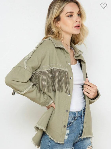 Sage Green Denim Jacket