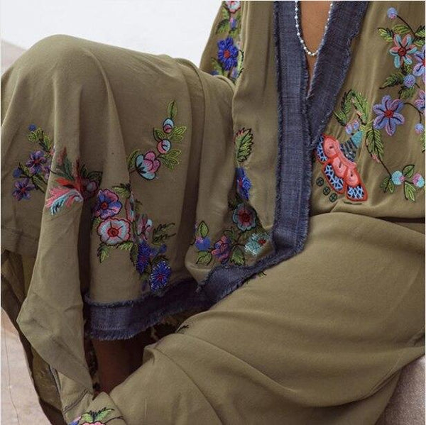 Embroidered Maxi Kimono