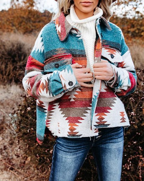 Turquoise & Red Aztec Jacket