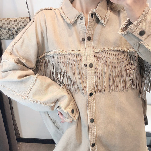 Beige Fringe Jacket