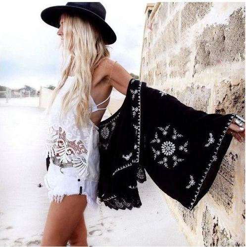 Black Kimono White Snowflakes